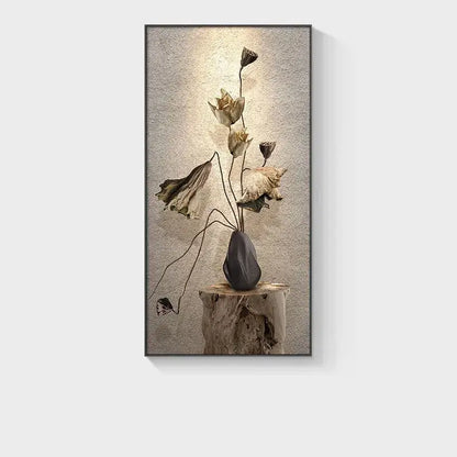 Minimalist earthy lotus led wall lamp for bedroom canvas decor