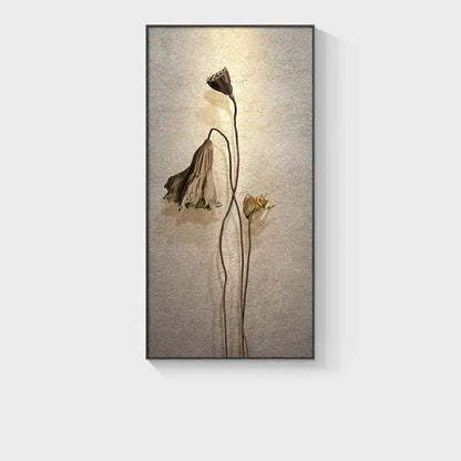 Minimalist earthy lotus led wall lamp for bedroom canvas decor