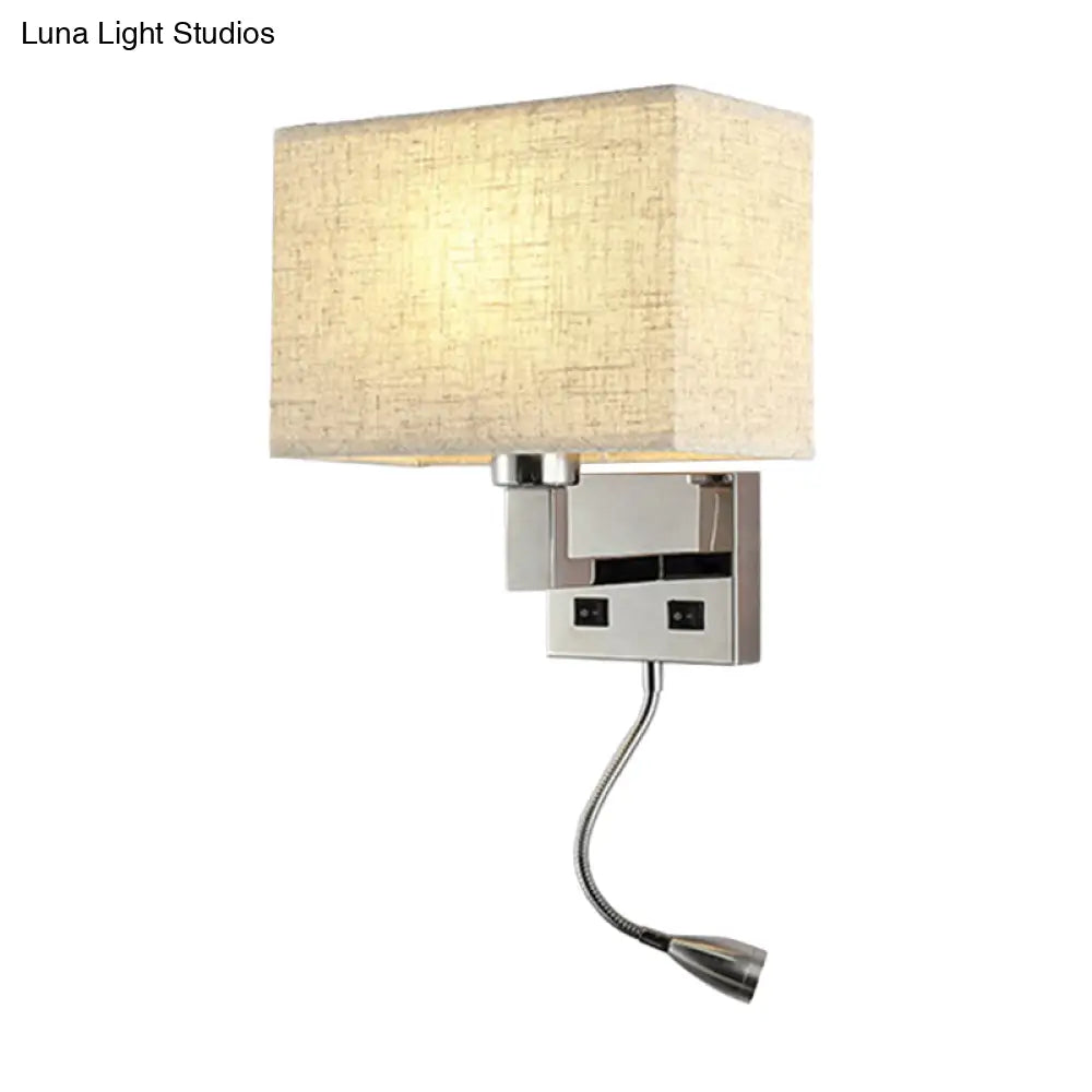 DecorBites™ Minimalist Fabric Cuboid Wall Light Kit - 1-Light White/Beige Spotlight Sconce Lamp with Charging Port