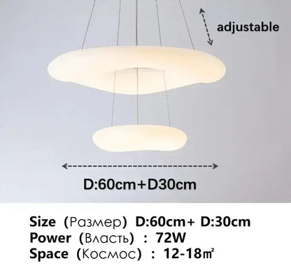 Minimalist frosted white cloud led pendant light for home office