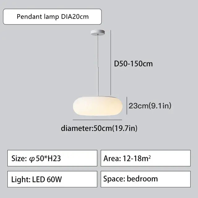 Minimalist frosted white glass pendant lamp for dining table