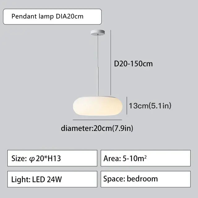 Minimalist frosted white glass pendant lamp for dining table