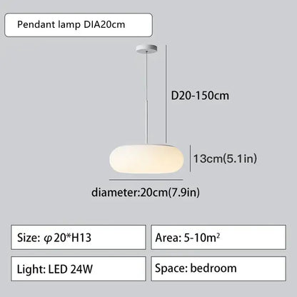 Minimalist frosted white glass pendant lamp for dining table