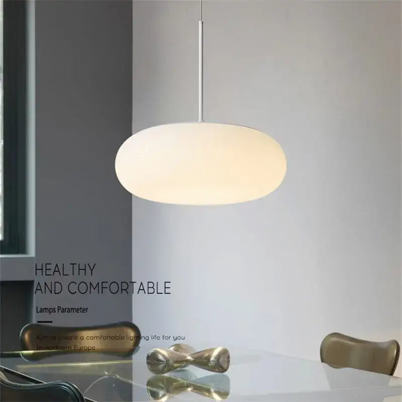 Minimalist frosted white glass pendant lamp for dining table