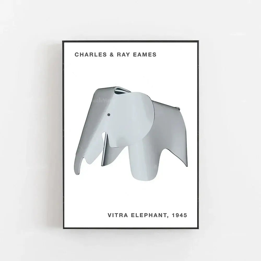 Minimalist geometric elephant bauhaus canvas print children's room