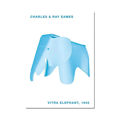 Minimalist geometric elephant bauhaus canvas print children's room