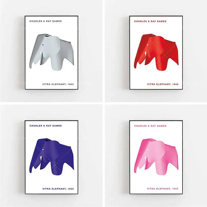 Minimalist geometric elephant bauhaus canvas print children's room