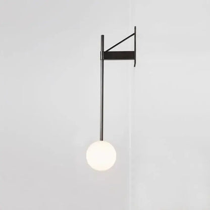 Minimalist geometric iron wall lamp with glass globe for bedroom