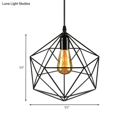 Minimalist geometric metal pendant light black & white living room
