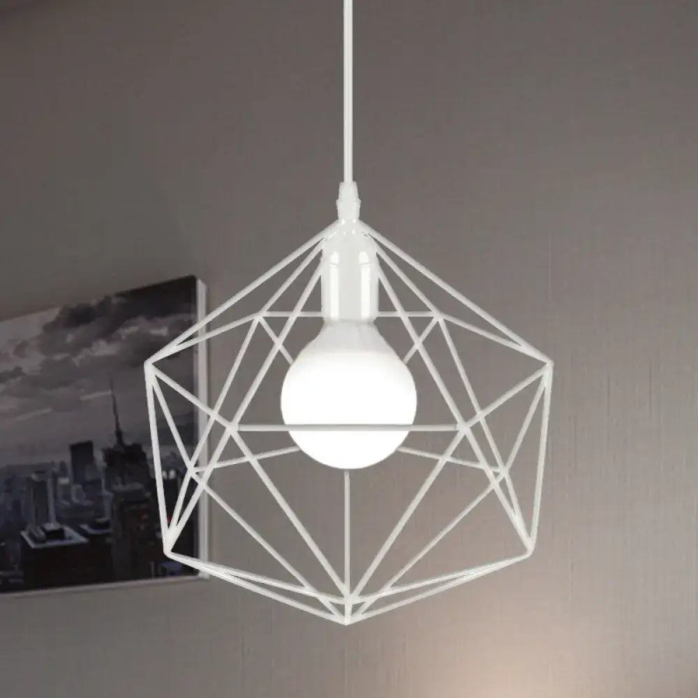 Minimalist geometric metal pendant light black & white living room