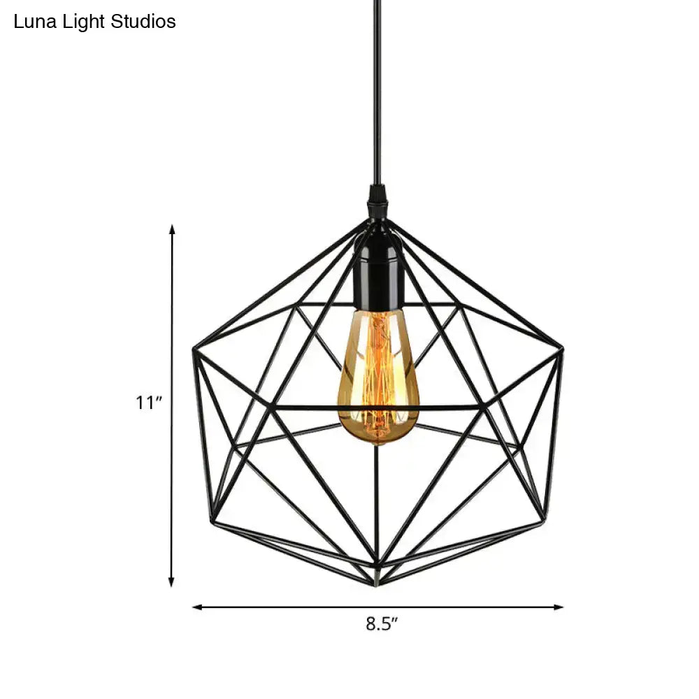 Minimalist geometric metal pendant light black & white living room