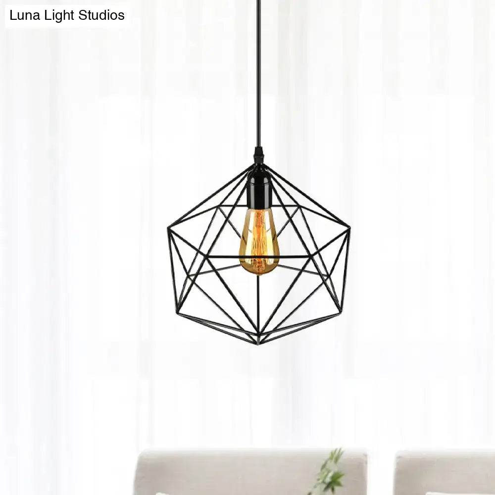 Minimalist geometric metal pendant light black & white living room