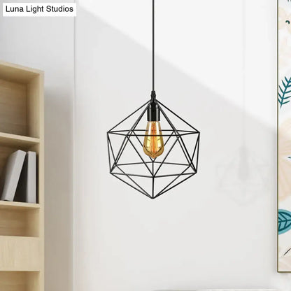 Minimalist geometric metal pendant light black & white living room