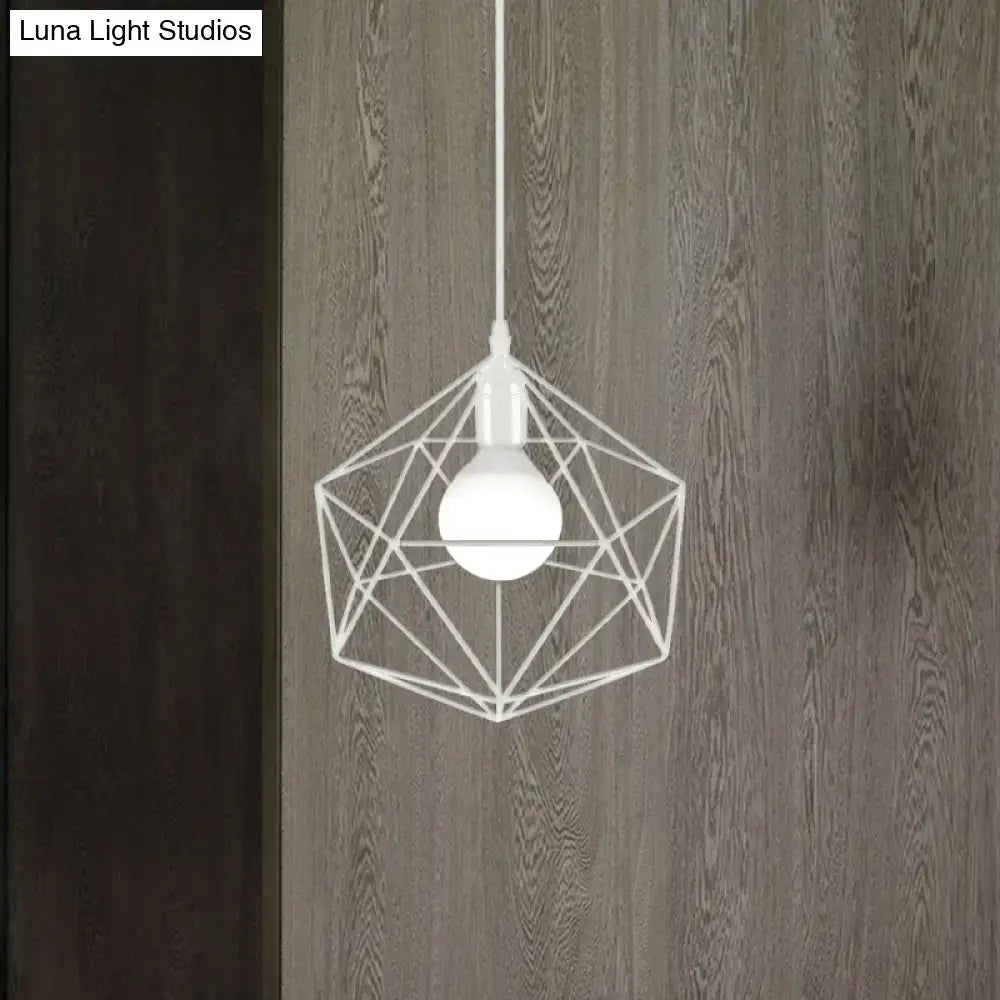 Minimalist geometric metal pendant light black & white living room