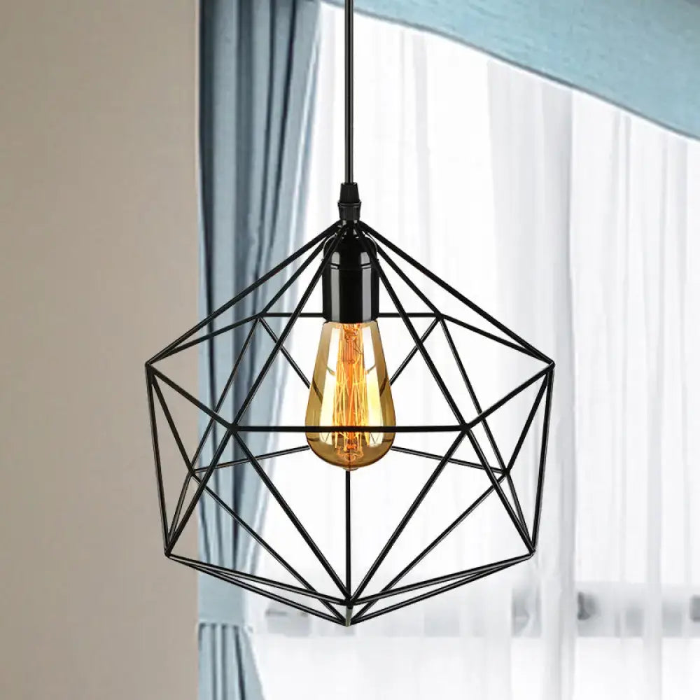 Minimalist geometric metal pendant light black & white living room