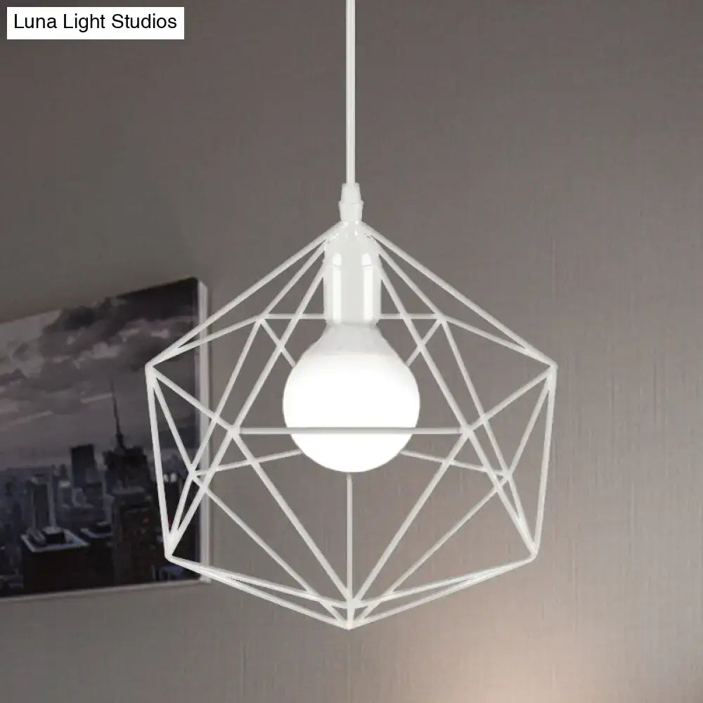 Minimalist geometric metal pendant light black & white living room