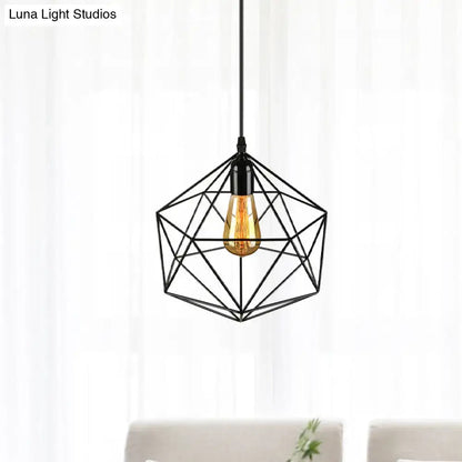 Minimalist geometric metal pendant light black & white living room