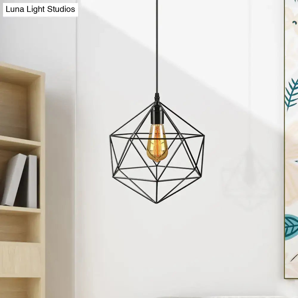 Minimalist geometric metal pendant light black & white living room