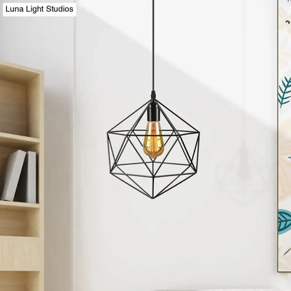 Minimalist geometric metal pendant light black & white living room