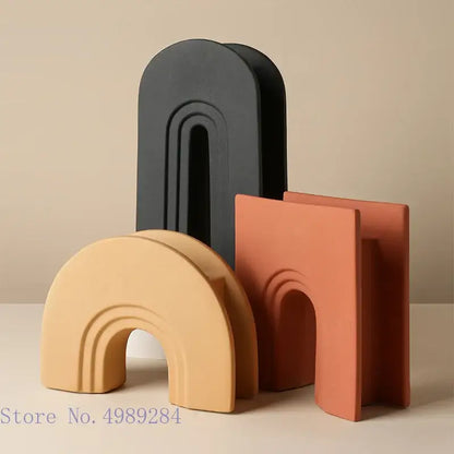 Minimalist geometric stripes ceramic vase set living room decor