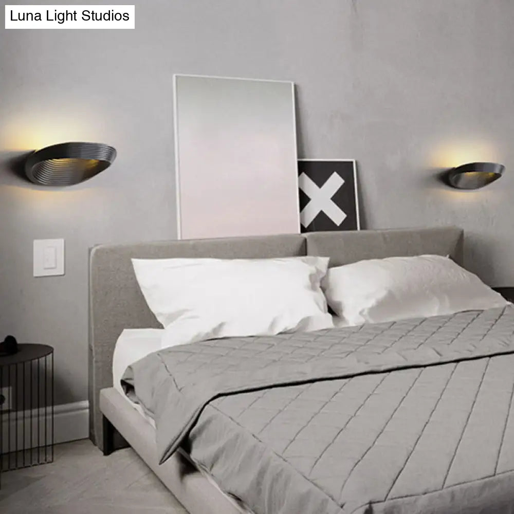 DecorBites™ Minimalist Geometric Wall Sconce with LED Warm/White Light in White/Black Metal