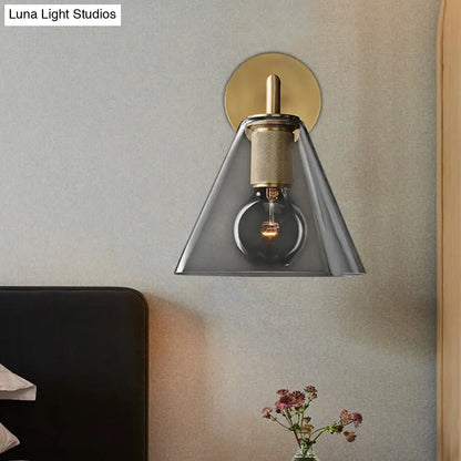 DecorBites™ Minimalist Glass Cone Wall Sconce, 1/2 Lights, Black/Brass, Bedside Lighting