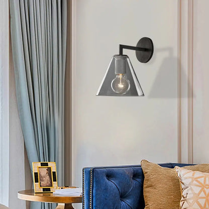 DecorBites™ Minimalist Glass Cone Wall Sconce, 1/2 Lights, Black/Brass, Bedside Lighting