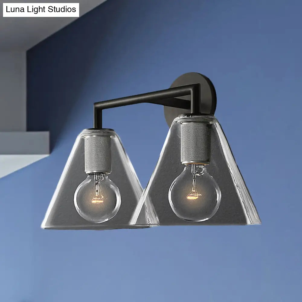 DecorBites™ Minimalist Glass Cone Wall Sconce, 1/2 Lights, Black/Brass, Bedside Lighting