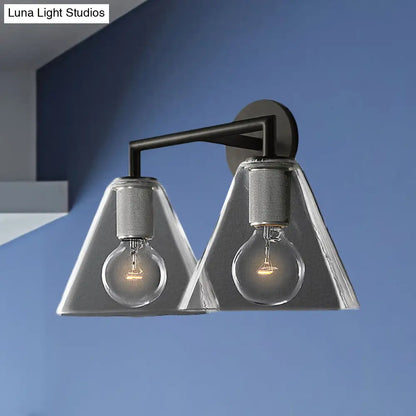 DecorBites™ Minimalist Glass Cone Wall Sconce, 1/2 Lights, Black/Brass, Bedside Lighting
