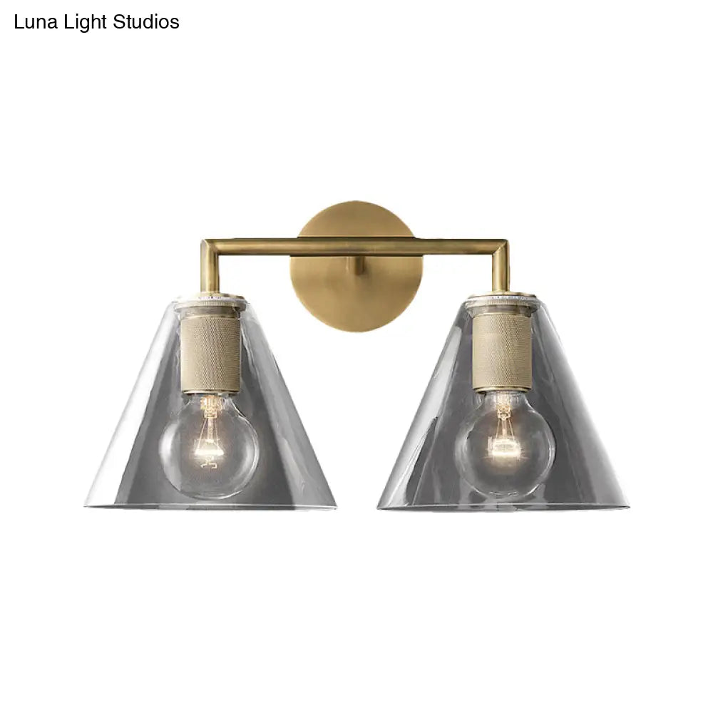 DecorBites™ Minimalist Glass Cone Wall Sconce, 1/2 Lights, Black/Brass, Bedside Lighting