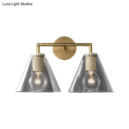 DecorBites™ Minimalist Glass Cone Wall Sconce, 1/2 Lights, Black/Brass, Bedside Lighting