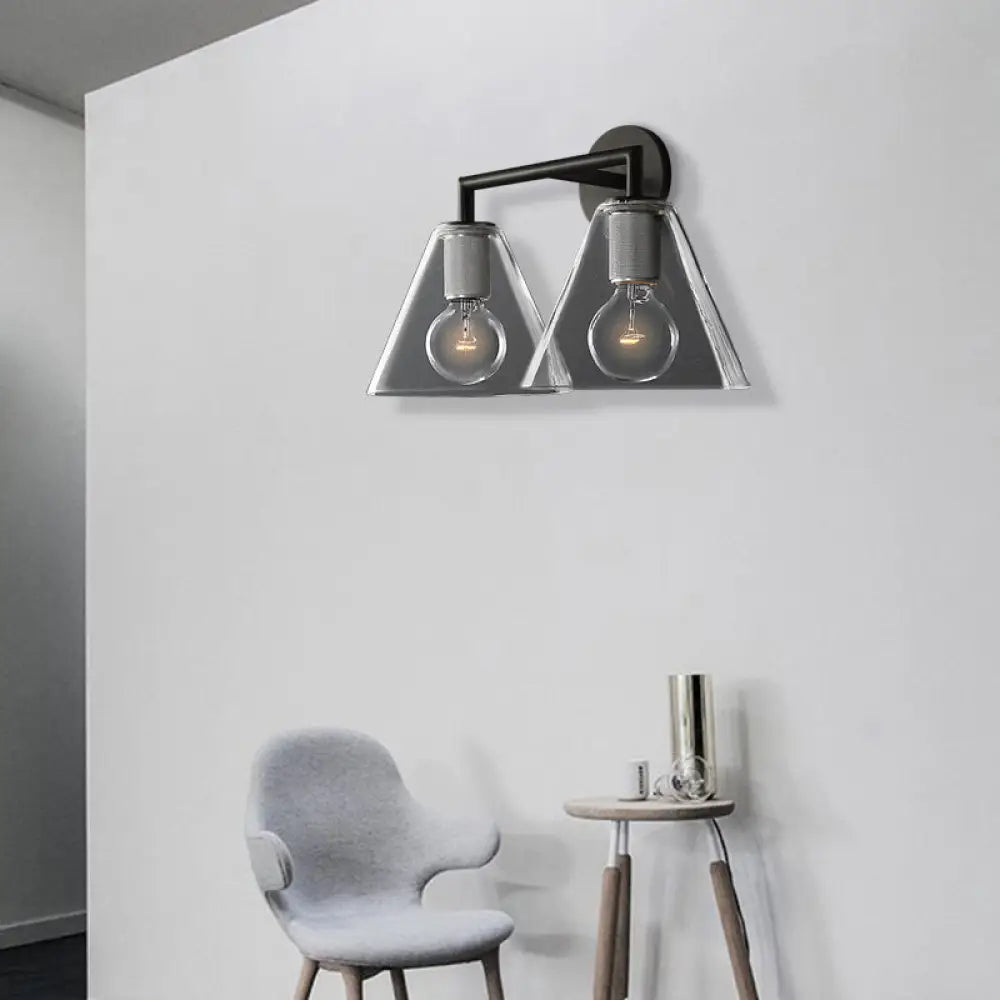 DecorBites™ Minimalist Glass Cone Wall Sconce, 1/2 Lights, Black/Brass, Bedside Lighting
