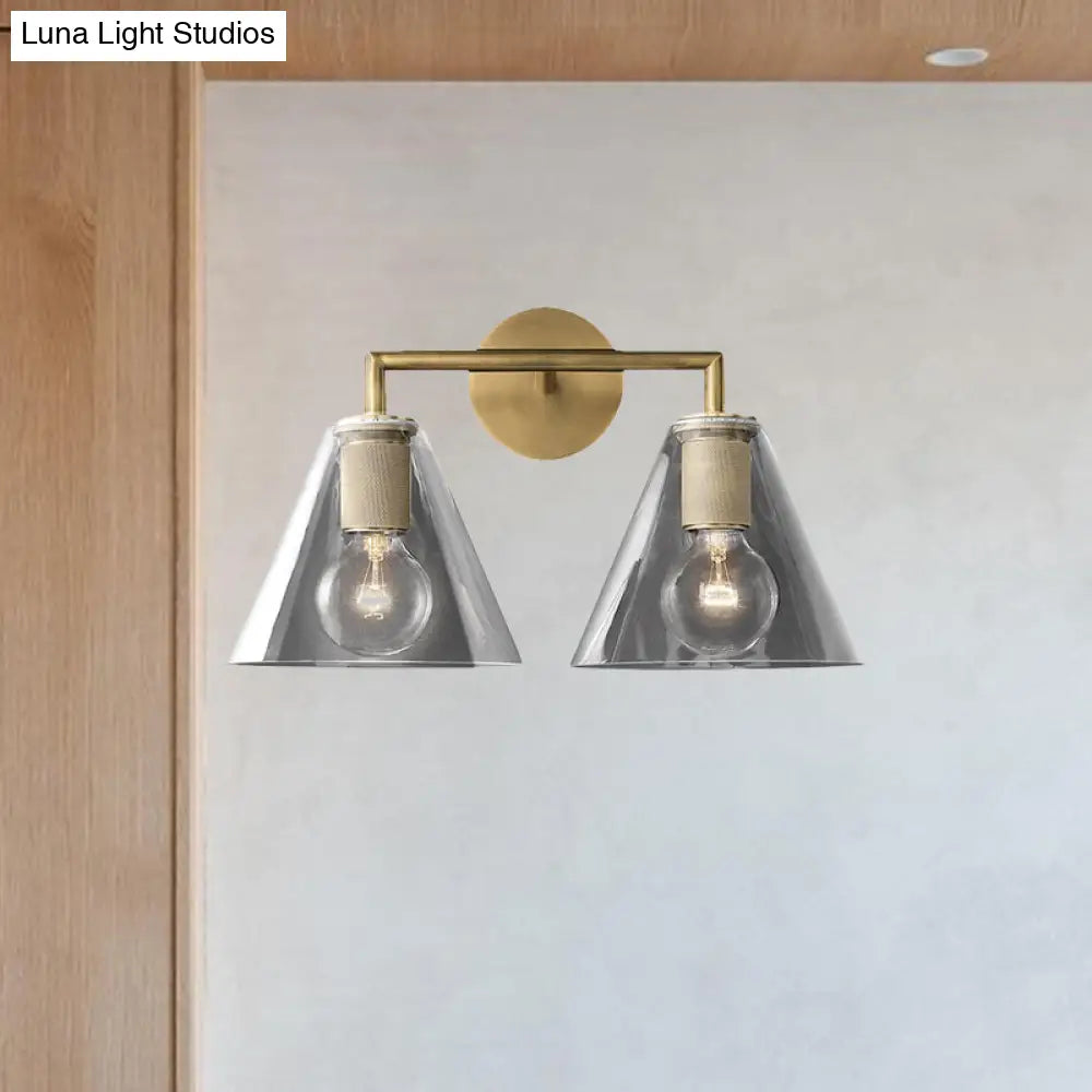 DecorBites™ Minimalist Glass Cone Wall Sconce, 1/2 Lights, Black/Brass, Bedside Lighting