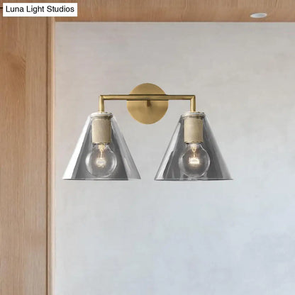 DecorBites™ Minimalist Glass Cone Wall Sconce, 1/2 Lights, Black/Brass, Bedside Lighting