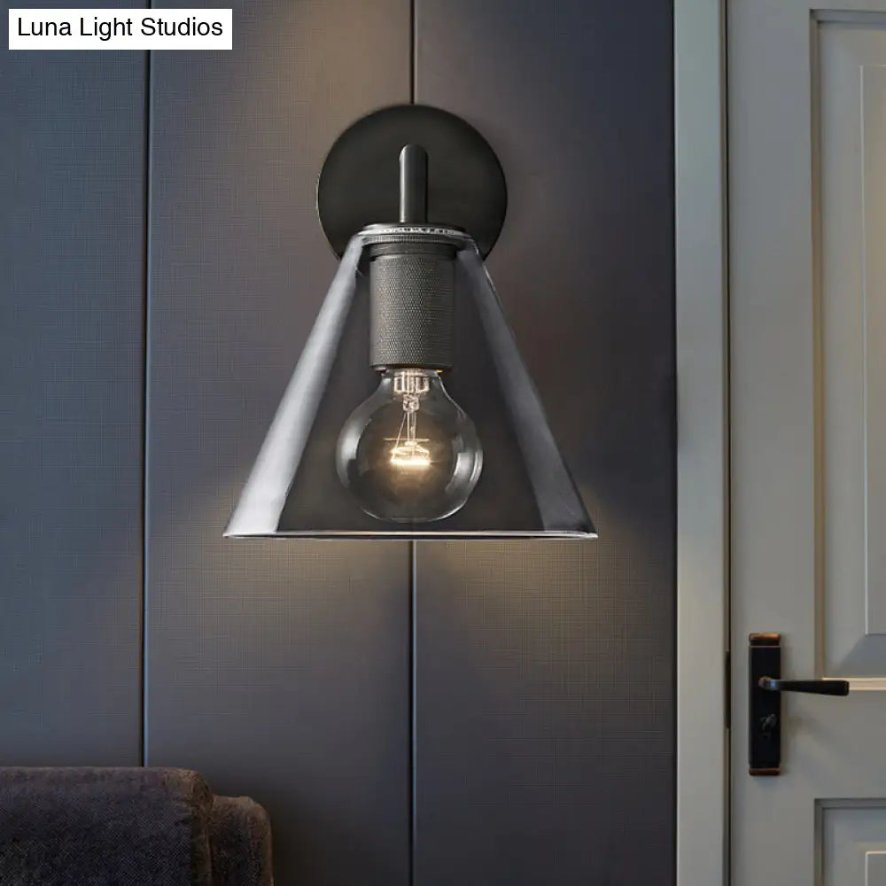 DecorBites™ Minimalist Glass Cone Wall Sconce, 1/2 Lights, Black/Brass, Bedside Lighting