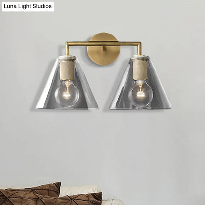 DecorBites™ Minimalist Glass Cone Wall Sconce, 1/2 Lights, Black/Brass, Bedside Lighting
