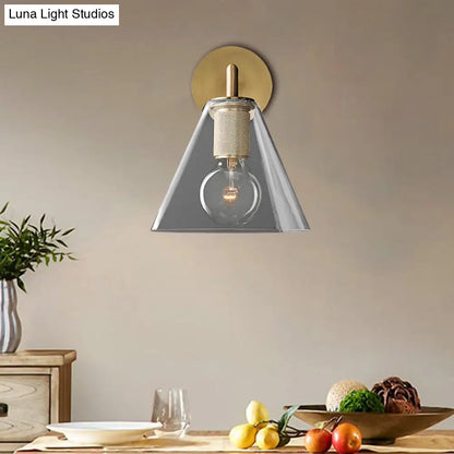DecorBites™ Minimalist Glass Cone Wall Sconce, 1/2 Lights, Black/Brass, Bedside Lighting