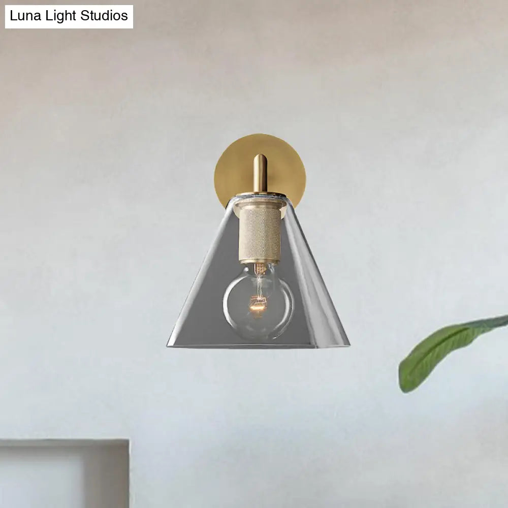 DecorBites™ Minimalist Glass Cone Wall Sconce, 1/2 Lights, Black/Brass, Bedside Lighting