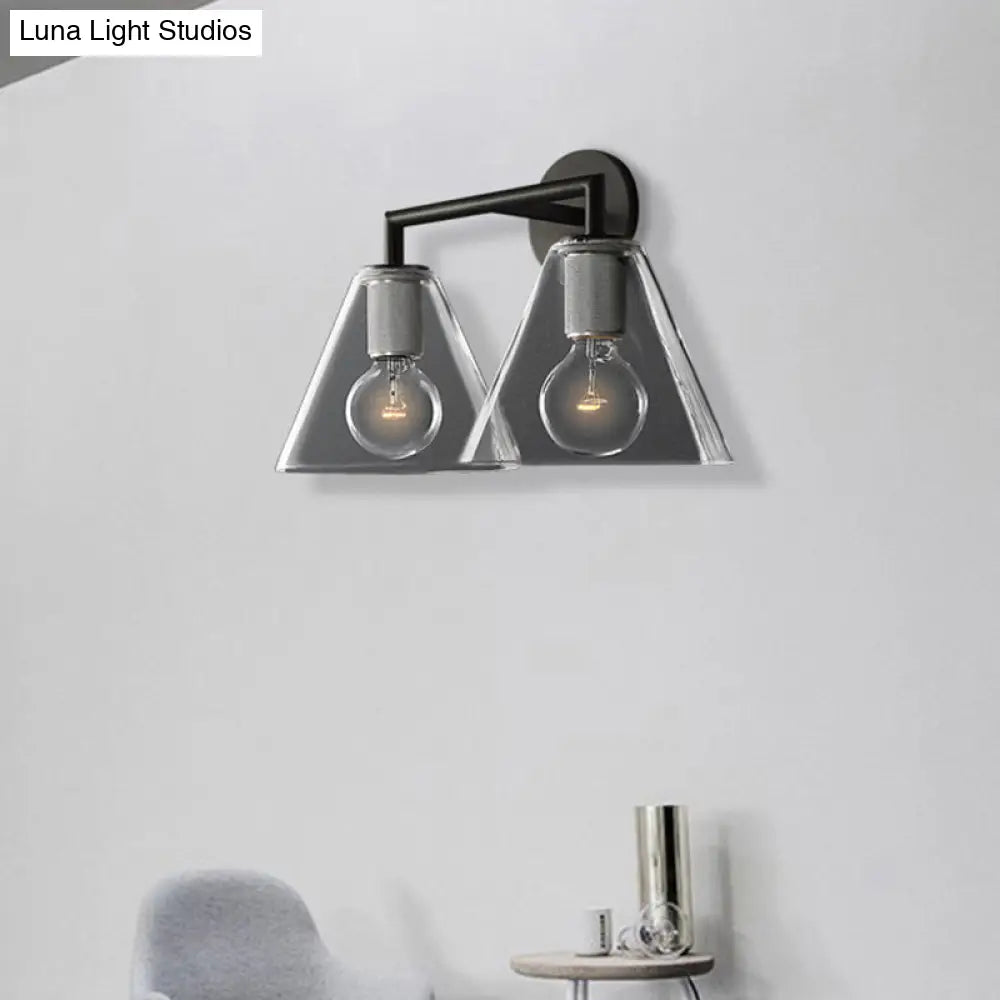 DecorBites™ Minimalist Glass Cone Wall Sconce, 1/2 Lights, Black/Brass, Bedside Lighting