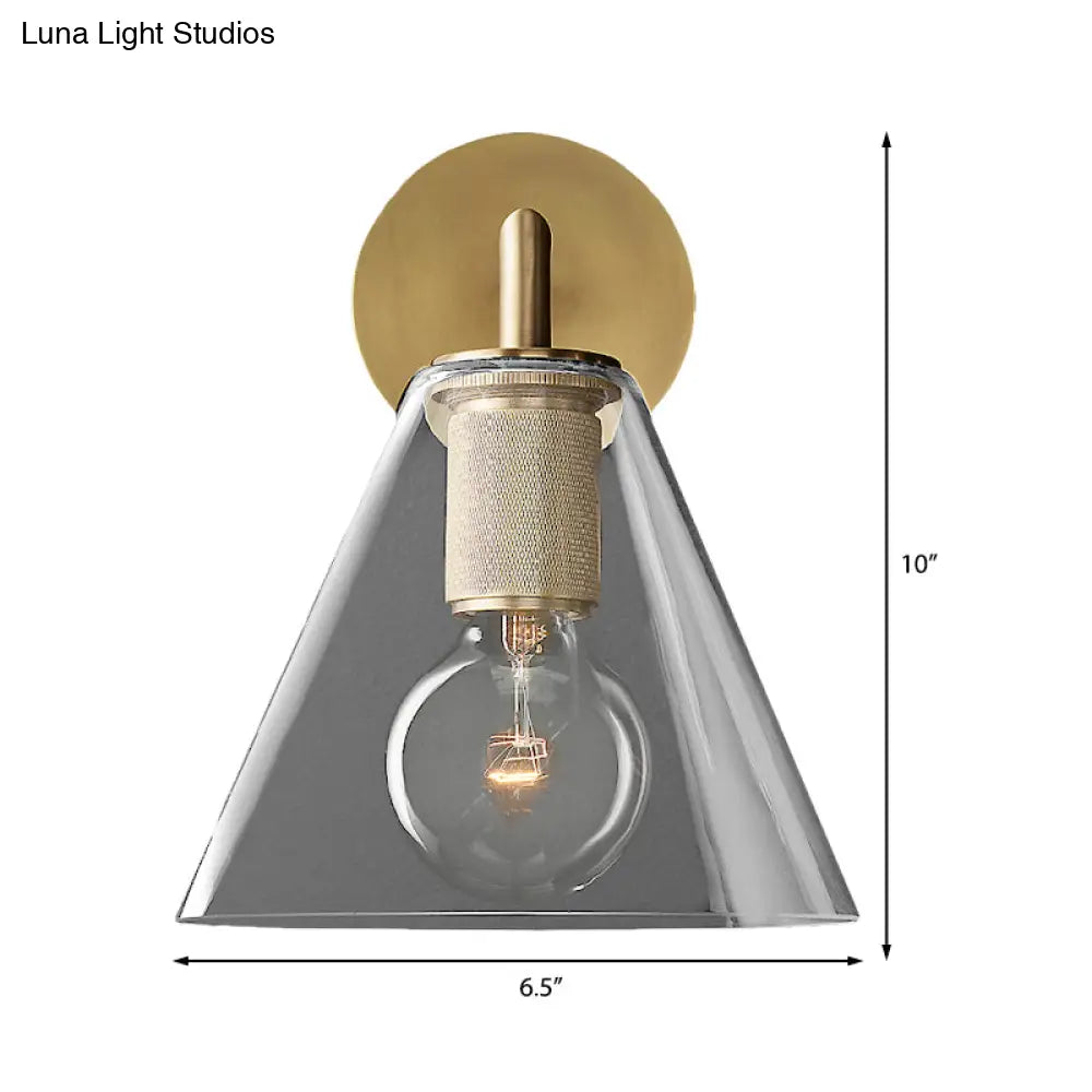 DecorBites™ Minimalist Glass Cone Wall Sconce, 1/2 Lights, Black/Brass, Bedside Lighting