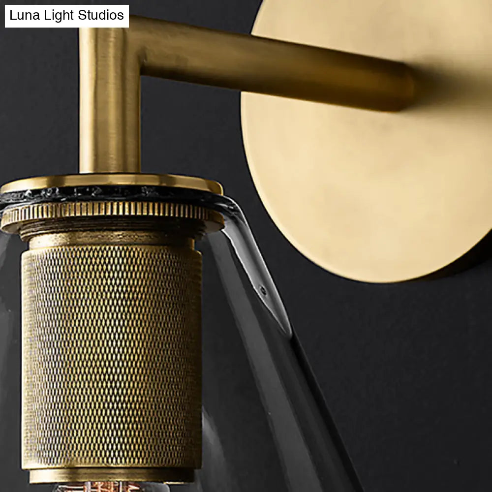DecorBites™ Minimalist Glass Cone Wall Sconce, 1/2 Lights, Black/Brass, Bedside Lighting