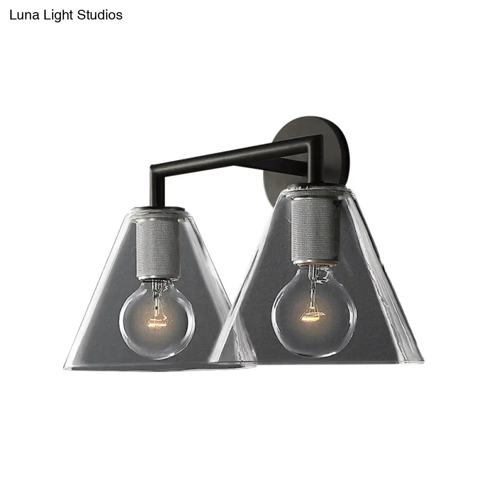 DecorBites™ Minimalist Glass Cone Wall Sconce, 1/2 Lights, Black/Brass, Bedside Lighting