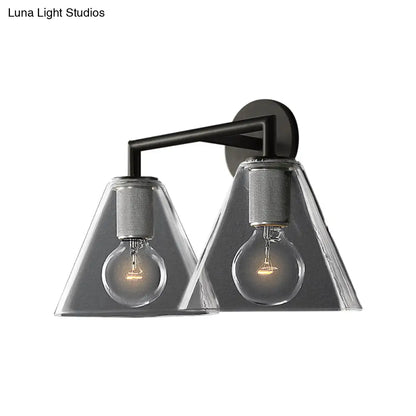 DecorBites™ Minimalist Glass Cone Wall Sconce, 1/2 Lights, Black/Brass, Bedside Lighting
