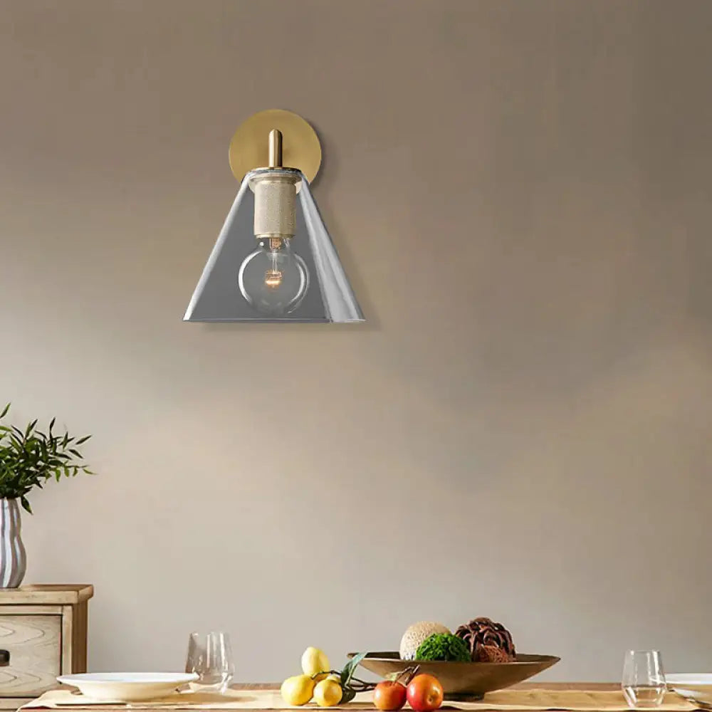 DecorBites™ Minimalist Glass Cone Wall Sconce, 1/2 Lights, Black/Brass, Bedside Lighting