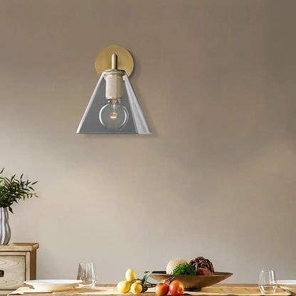 DecorBites™ Minimalist Glass Cone Wall Sconce, 1/2 Lights, Black/Brass, Bedside Lighting
