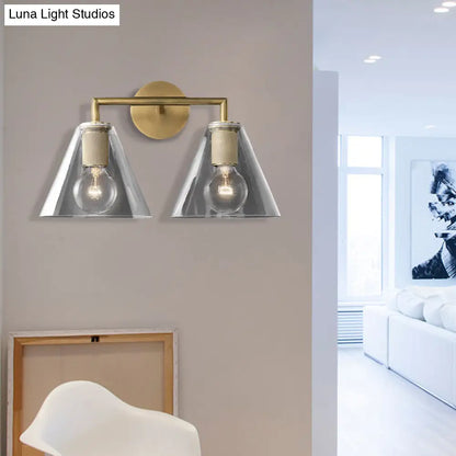 DecorBites™ Minimalist Glass Cone Wall Sconce, 1/2 Lights, Black/Brass, Bedside Lighting