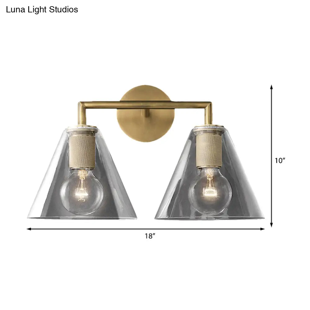 DecorBites™ Minimalist Glass Cone Wall Sconce, 1/2 Lights, Black/Brass, Bedside Lighting