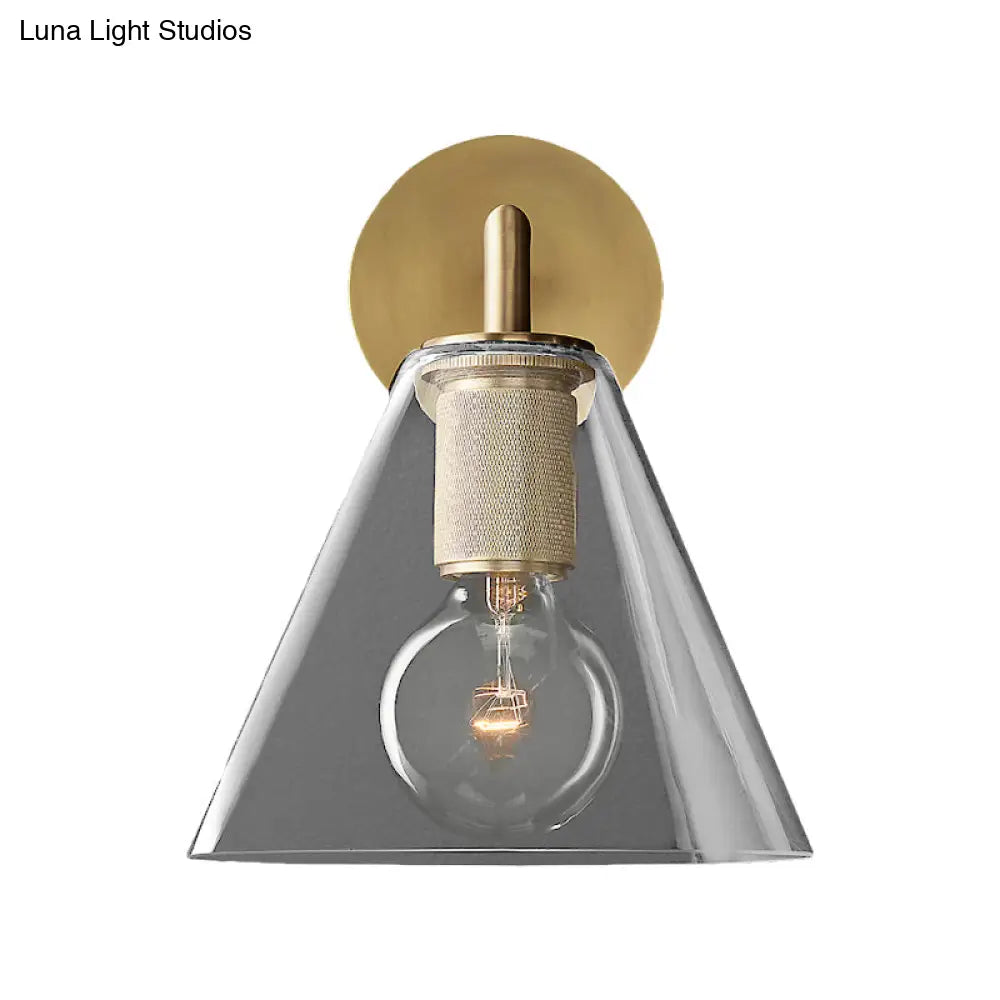 DecorBites™ Minimalist Glass Cone Wall Sconce, 1/2 Lights, Black/Brass, Bedside Lighting