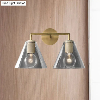 DecorBites™ Minimalist Glass Cone Wall Sconce, 1/2 Lights, Black/Brass, Bedside Lighting