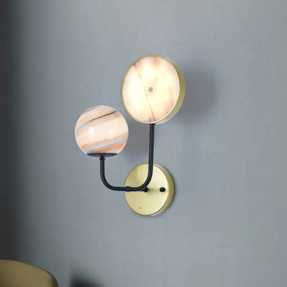 DecorBites™ Minimalist Glass Sconce Light with Gold Accents - 2 Lights, Wall Mount, Bedside Lamp
